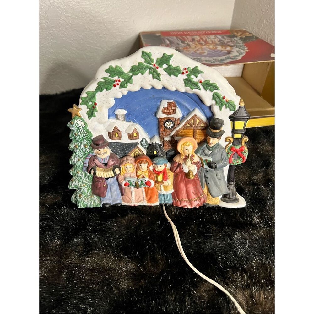 Vintage Ceramic Carolers Church Christmas Village Scene Family Children Decor